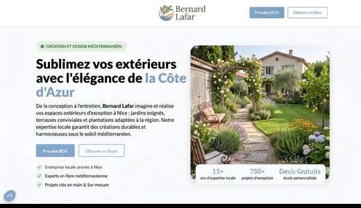 Site Essoria pour un créateur de jardins à Nice